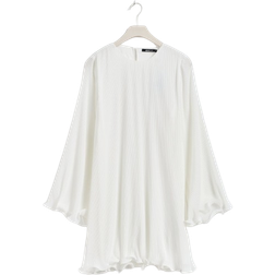 Gina Tricot Pleated Wave Edge Mini Dress - Off White