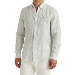 Morris Douglas Linen Stripe Shirt - Green