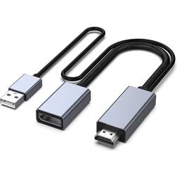 Nördic HMDP-102 HDMI 2.0/USB A - Displayport 1.2 M-F 0.2m