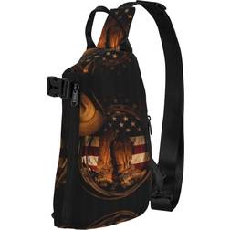 MQGMZ Jellyfish Print Crossbody Backpack - American Flag with Cowboy Boots