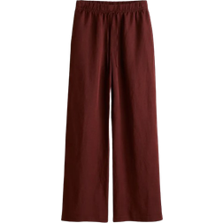 H&M Linen-Blend Pull-On Pants - Rust Red