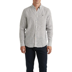 Morris Douglas Linen Stripe Shirt Classic Fit - Blue
