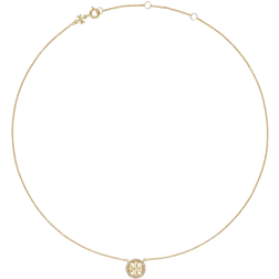 Tory Burch Miller Pavé Logo Delicate Necklace - Gold/Transparent