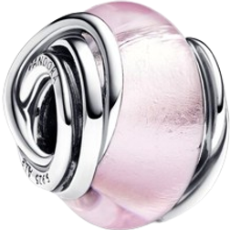 Pandora Encircled Murano Charm - Silver/Pink
