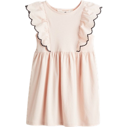 H&M Girl's Flounce Trimmed Jersey Dress - Light Pink