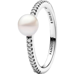 Pandora Treated Pavé Ring - Silver/Pearl/Transparent