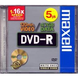 Maxell DVD-R 4.7GB 16x Jewelcase 5-Pack