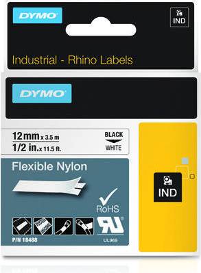10Pack 18489 Black on White Flexible Nylon Industrial Tape for Dymo Rhino 4200 