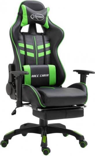  Bild på vidaXL Extendable Footrest Gaming Chair - Black/Green gamingstol