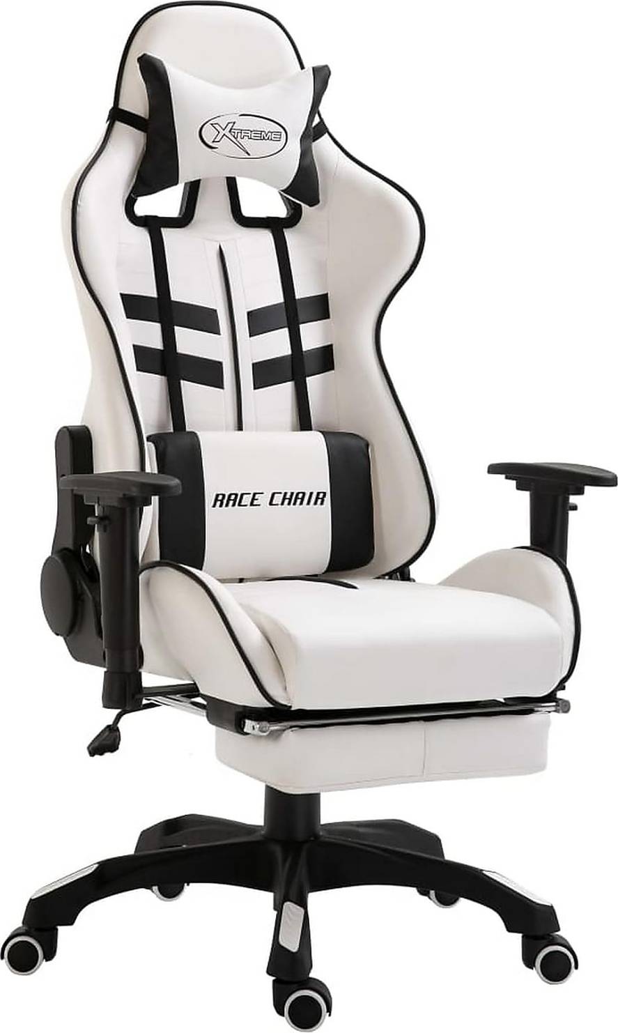  Bild på vidaXL Extendable Footrest Gaming Chair - White/Black gamingstol