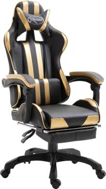 Bild på vidaXL Extendable Footrest and Padded Armrest Gaming Chair - Black/Gold gamingstol
