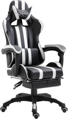  Bild på vidaXL Extendable Footrest and Padded Armrest Gaming Chair - Black/White gamingstol