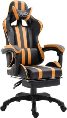  Bild på vidaXL Extendable Footrest and Padded Armrest Gaming Chair - Black/Orange gamingstol
