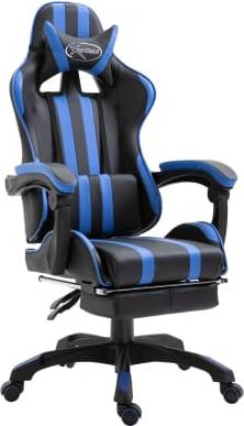  Bild på vidaXL Extendable Footrest and Padded Armrest Gaming Chair - Black/Blue gamingstol