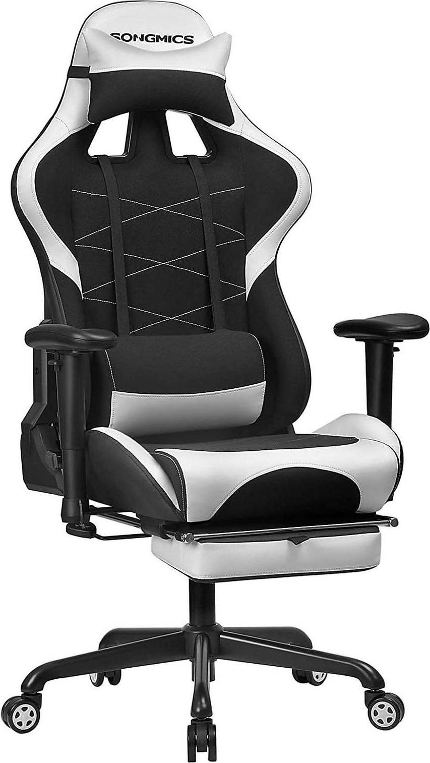  Bild på songmics Footrest Gaming Chair - Black/White gamingstol
