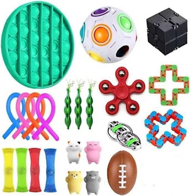 4 Pack Fidget Toys Set ADHS StressAbbau Push Bubble Popper Games Tools Bundle DE 