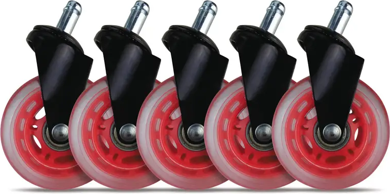  Bild på L33T 3 Inch Universal Gaming Chair Casters (5 Pieces) - Red gamingstol