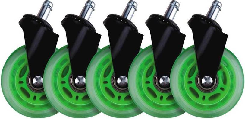  Bild på L33T 3 Inch Universal Gaming Chair Casters (5 Pieces) - Green gamingstol
