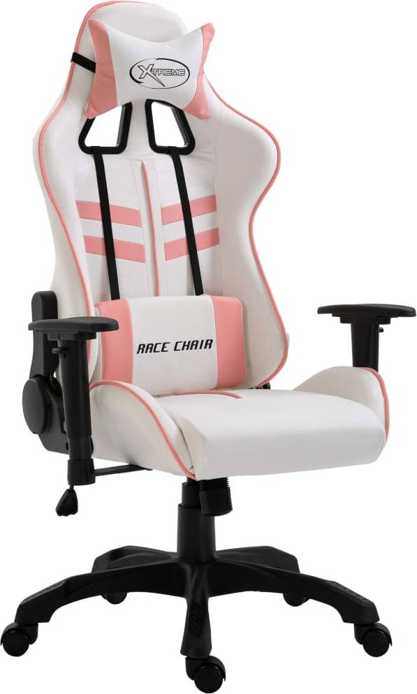  Bild på vidaXL PU Leather Gaming Chair - White/Pink gamingstol