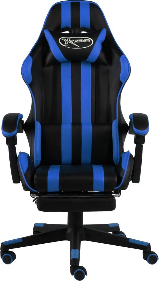  Bild på vidaXL Footrest Artificial Leather Gaming Chair - Black/Blue gamingstol