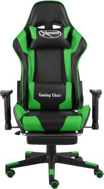  Bild på vidaXL Swivel Footrest Gaming Chair - Black/Green gamingstol