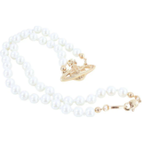 Halsband Vivienne Westwood Mini Bas Relief Choker - Gold/White/Beige