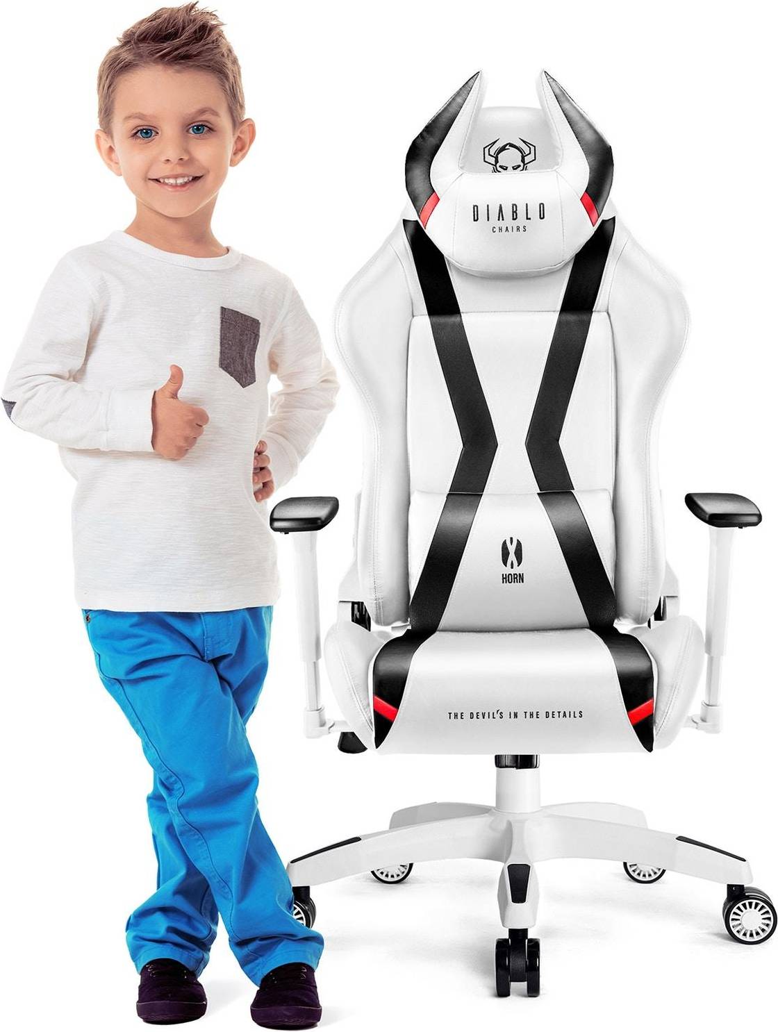  Bild på Diablo X-Horn 2.0 Kids Size Gaming Chair - White/Black gamingstol
