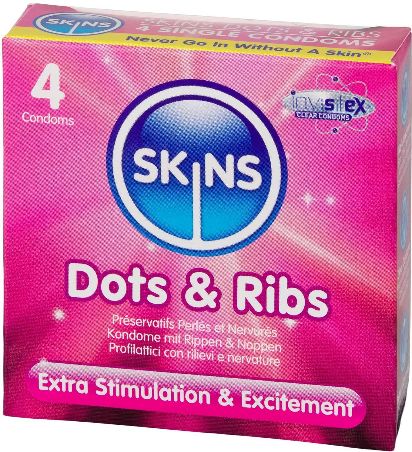  Bild på Skins Dots & Ribs 4-pack kondomer