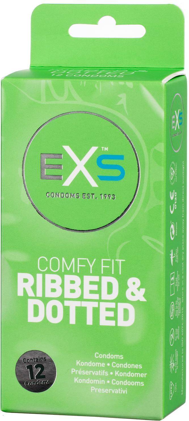  Bild på EXS Comfy Fit Ribbed & Dotted 12-pack kondomer