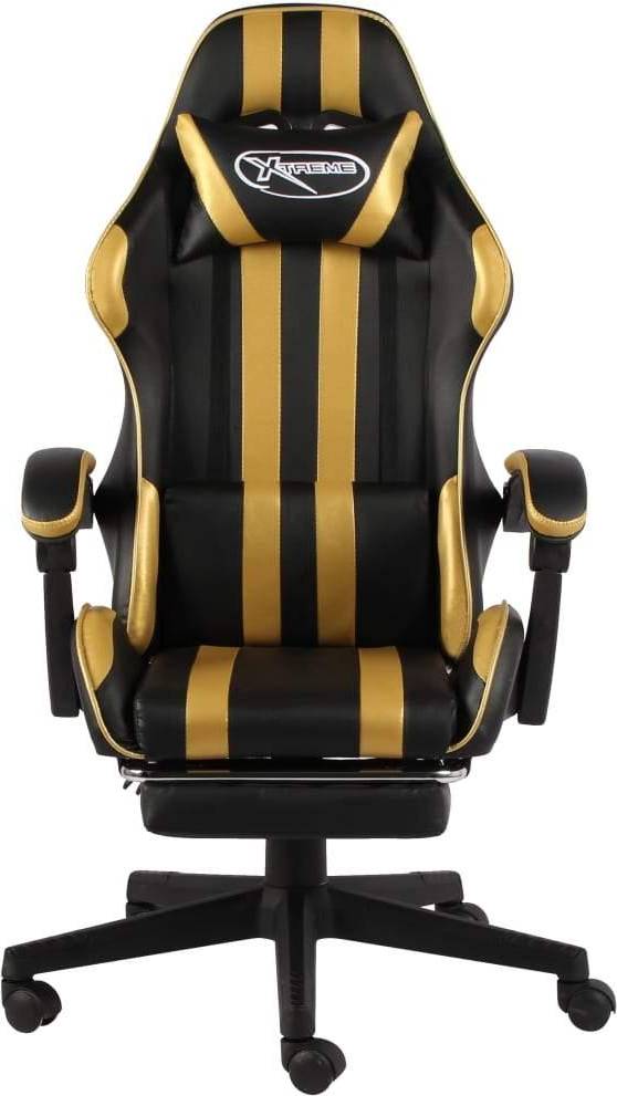  Bild på vidaXL Footrest Artificial Leather Gaming Chair - Black/Gold gamingstol