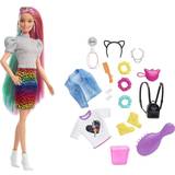 Dockor & Dockhus Barbie Leopard Rainbow Hair Doll