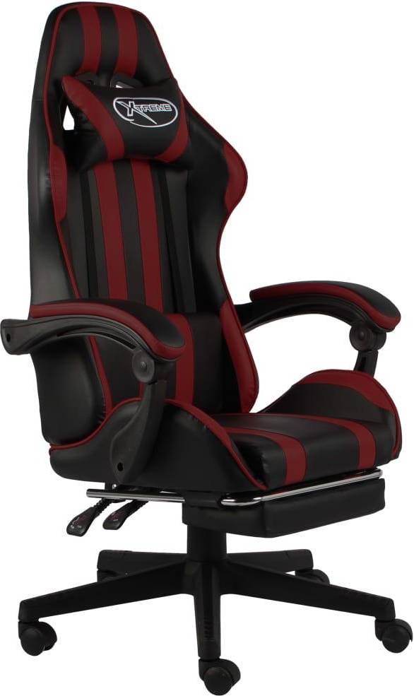  Bild på vidaXL Gaming Chair With Footrest Black & Wine Red Synthetic Leather gamingstol