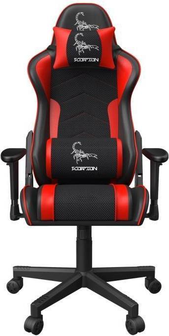  Bild på Gembird Scorpion Fabric Gaming Chair - Black Mesh/Red Skin gamingstol