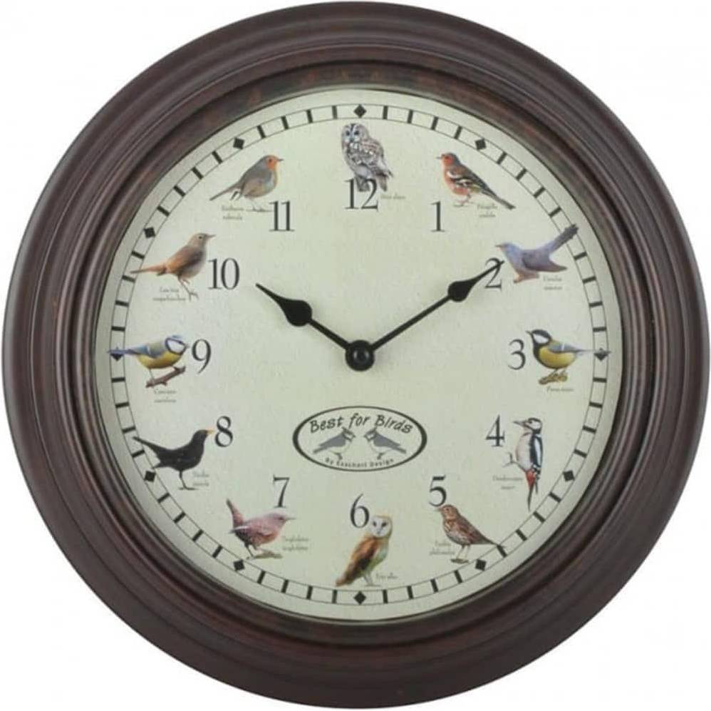  Bild på Esschert Design Clock with Birdsounds 30.1cm Väggklocka