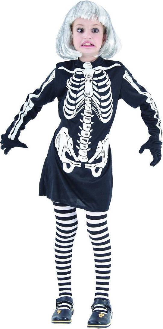 Bild på Funny Fashion Halloween skelett klänning för flickor. 122-134 cm