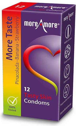  Bild på MoreAmore Tasty Skin 12-pack kondomer