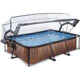 Exit Rectangular Wood Pool with Filter Pump & Roof 3x2x0.65m