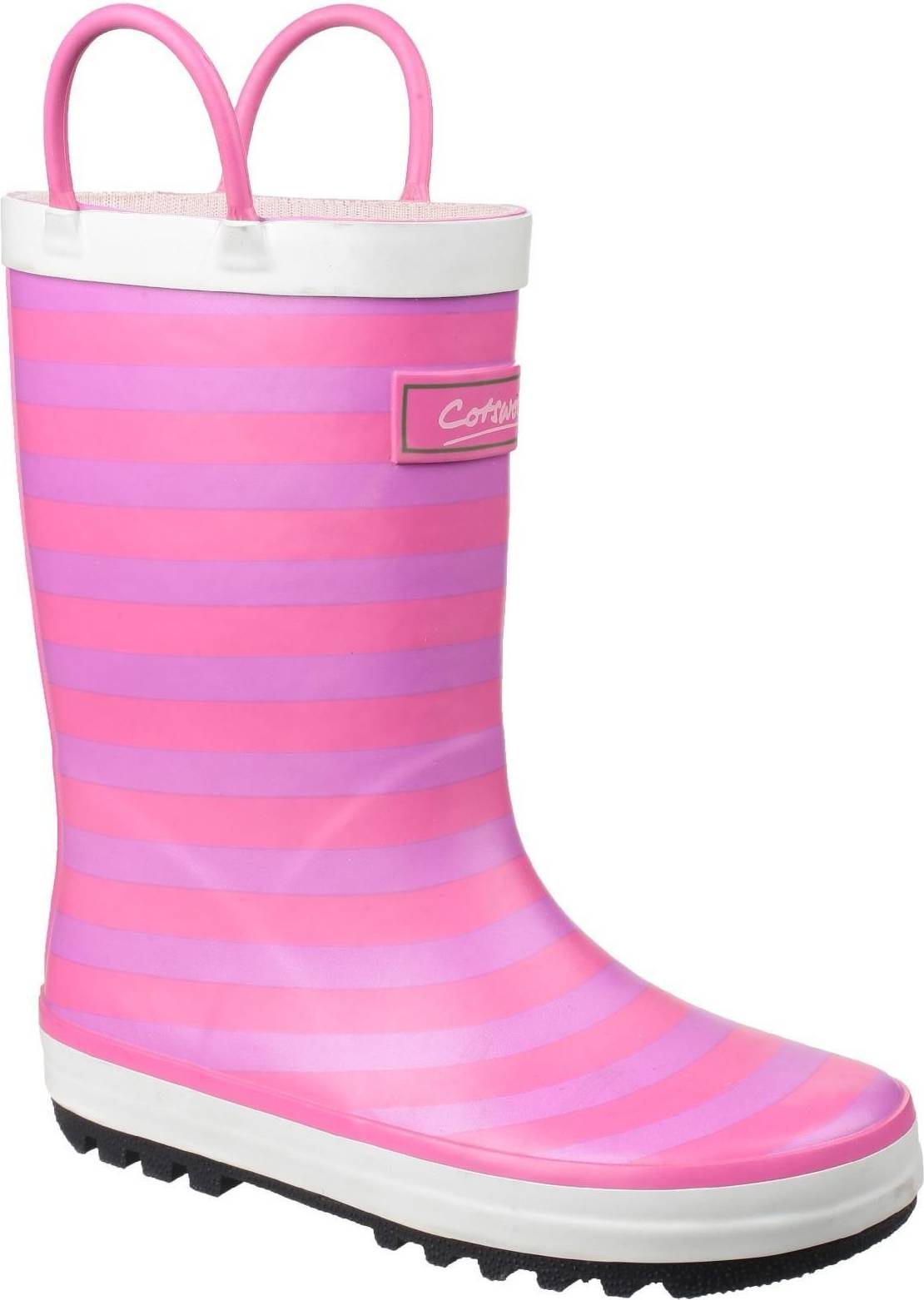  Bild på Cotswold Childrens/Kids Captain Striped Wellington Boots - Pink gummistövlar
