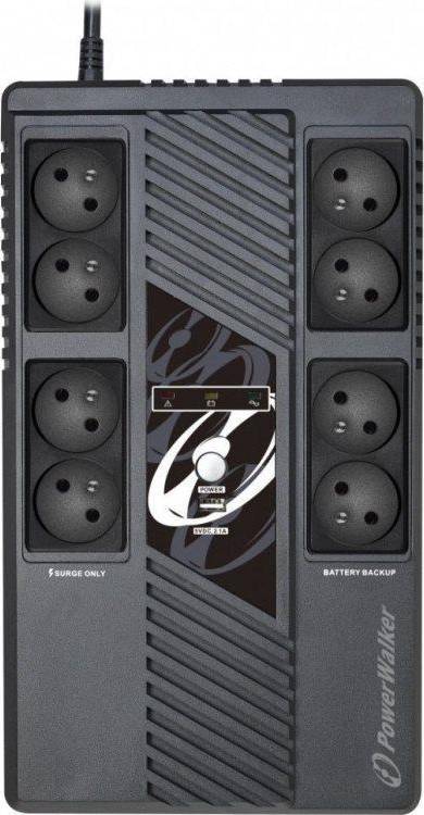  Bild på PowerWalker UPS Line-Interactive 800VA MS 8x FR RJ45 in/out USB HID USB charger