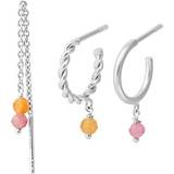 Smyckesset Pernille Corydon Bloom Earring Box - Silver/Orange/Pink