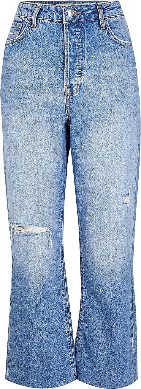 River Island Ripped High Waisted Flared Jeans - Blue • Pris