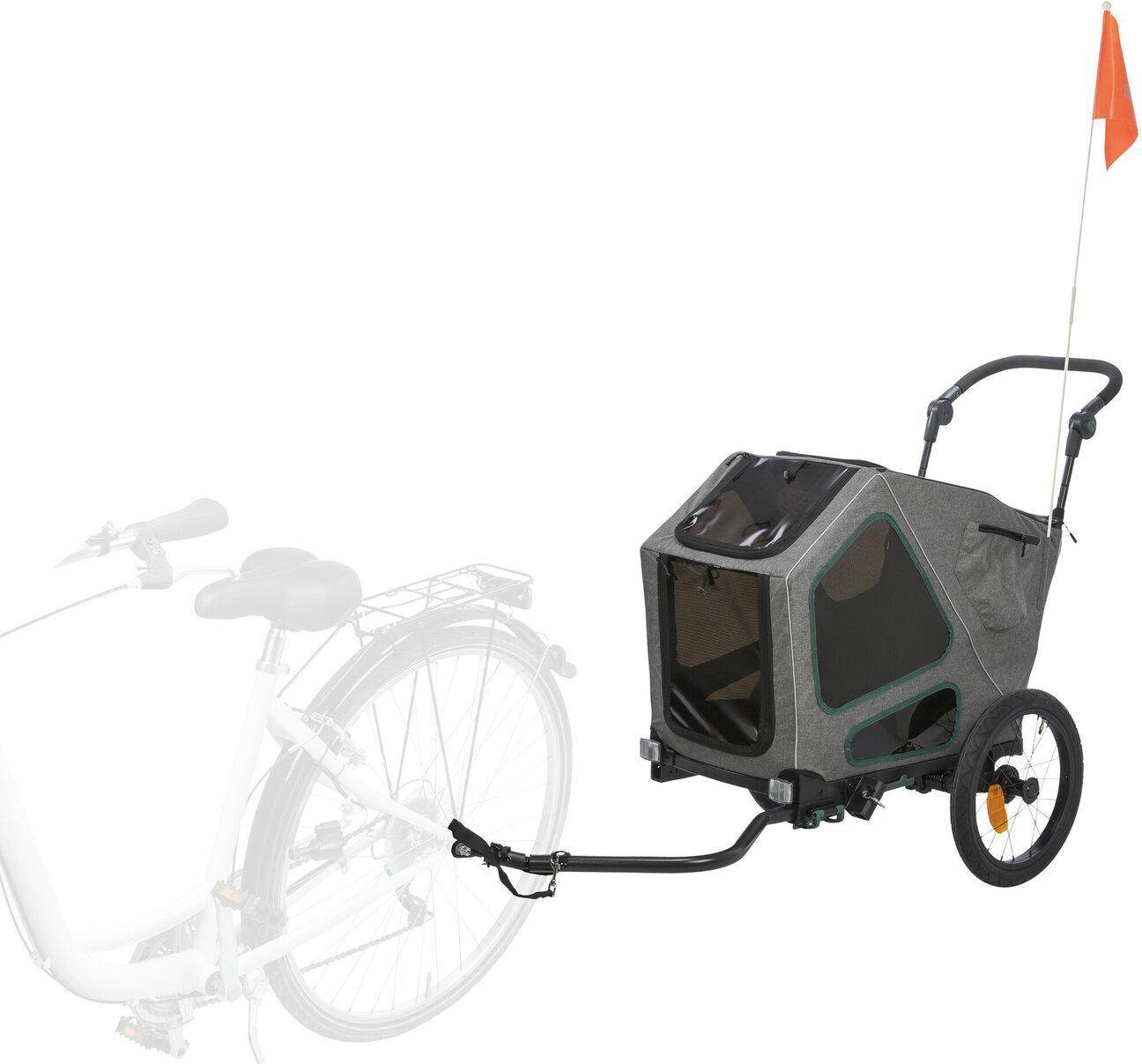 Cykelvagn hund Trixie Fahrrad-Anhänger Grau/Salbei S