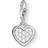 Thomas Sabo Glitter Heart Charm Pendant - Silver/White