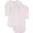 Petit Bateau Baby Bodies 2-pack LS - White/Light Pink Stripes (A00AS-00)