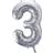 PartyDeco Foil Balloon Number 3 86cm Silver
