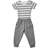 Nike Swoosh Stripe Bodysuit & Jogger Pants Set - Heather Grey/Black/Red (56J210-GEH)