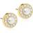Blomdahl Brilliance Halo Earrings - Gold/Transparent/Pearl
