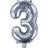 PartyDeco Foil Balloon Number 3 35cm Silver