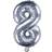 PartyDeco Foil Balloon Number 8 35cm Silver
