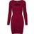 Urban Classics Ladies Cut Out Mini Knit Evening Dress - Ruby
